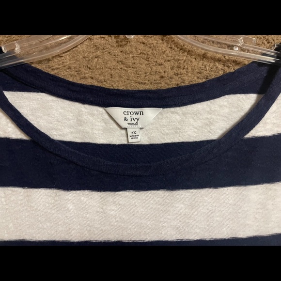 Crown & Ivy textured striped long sleeve shirt 3X - Picture 4 of 7